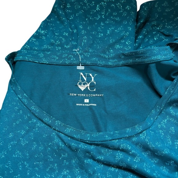 NWOT, New York & Company, Teal Glittering Top, Small - Picture 4 of 9